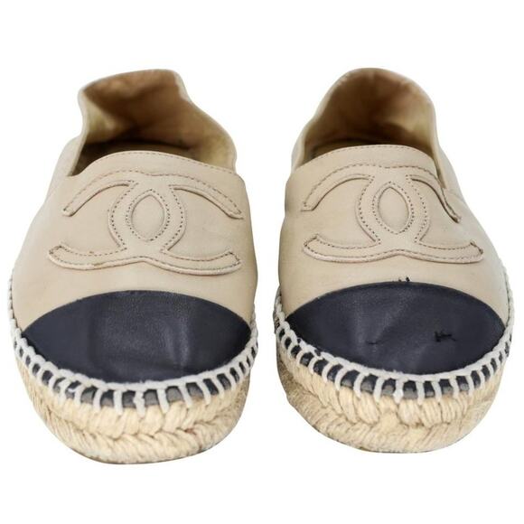 Chanel Espadrille 37 Leather Cap Toe CC Flats CC-S0304P-0008 - Picture 3 of 12